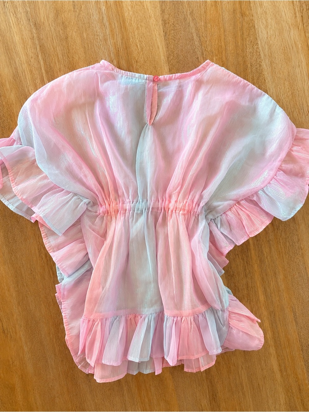 NWT Primark Toddler Girls Iridescent Pink Ruffle Cover-Up Dress - Picture 2 of 2
